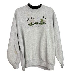 Vintage Frog Embroidered Sweatshirr